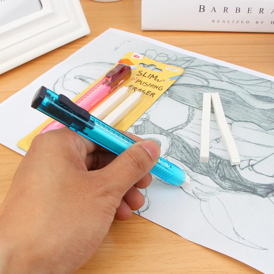 Милый масштабируемый ластик в форме ножа резиновый набор есть две заправки