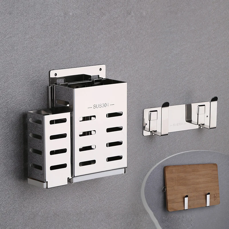 B with board rack Многофункциональная нержавеющая стальная палочка для еды клетка усиленная ложка стойка держатель ножей вилка полки кухонные принадлежности Органайзер - Цвет: B with board rack