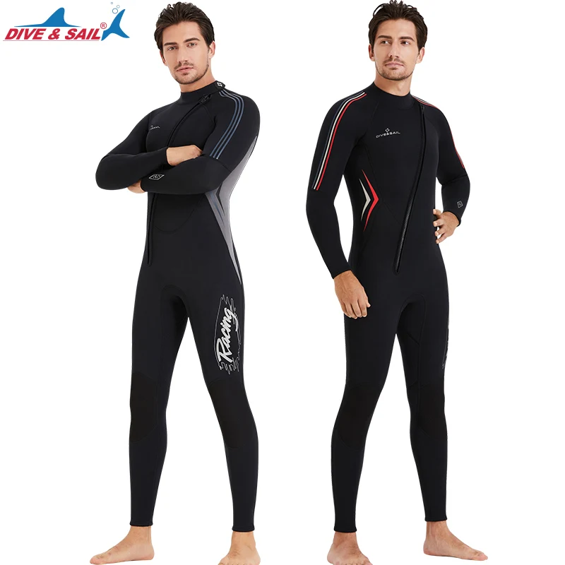 DIVE & SAIL Wetsuit Men Women-Full Body Ultra Stretch Mens Wetsuit with Front/Back  Zip-3mm Neoprene Scuba Diving Wetsuit
