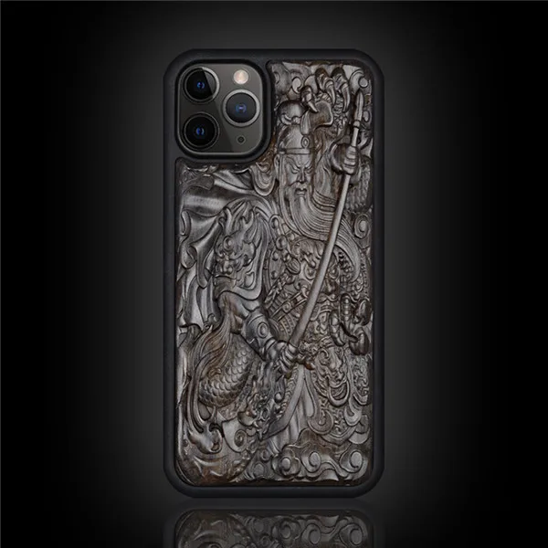 Color 3 3D резной деревянный ящик для iPhone 11 чехол Роскошный Ebony 11 Pro задняя крышка Силиконовый ТПУ чехол для iPhone 11 Pro Max чехол 11 Pro Funda - Цвет: Color 3