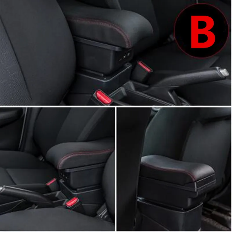 B black red line Для Chevrolet Spark III подлокотник коробка центральный магазин содержание коробка для хранения boxподлокотник с интерфейсом USB - Название цвета: B black red line