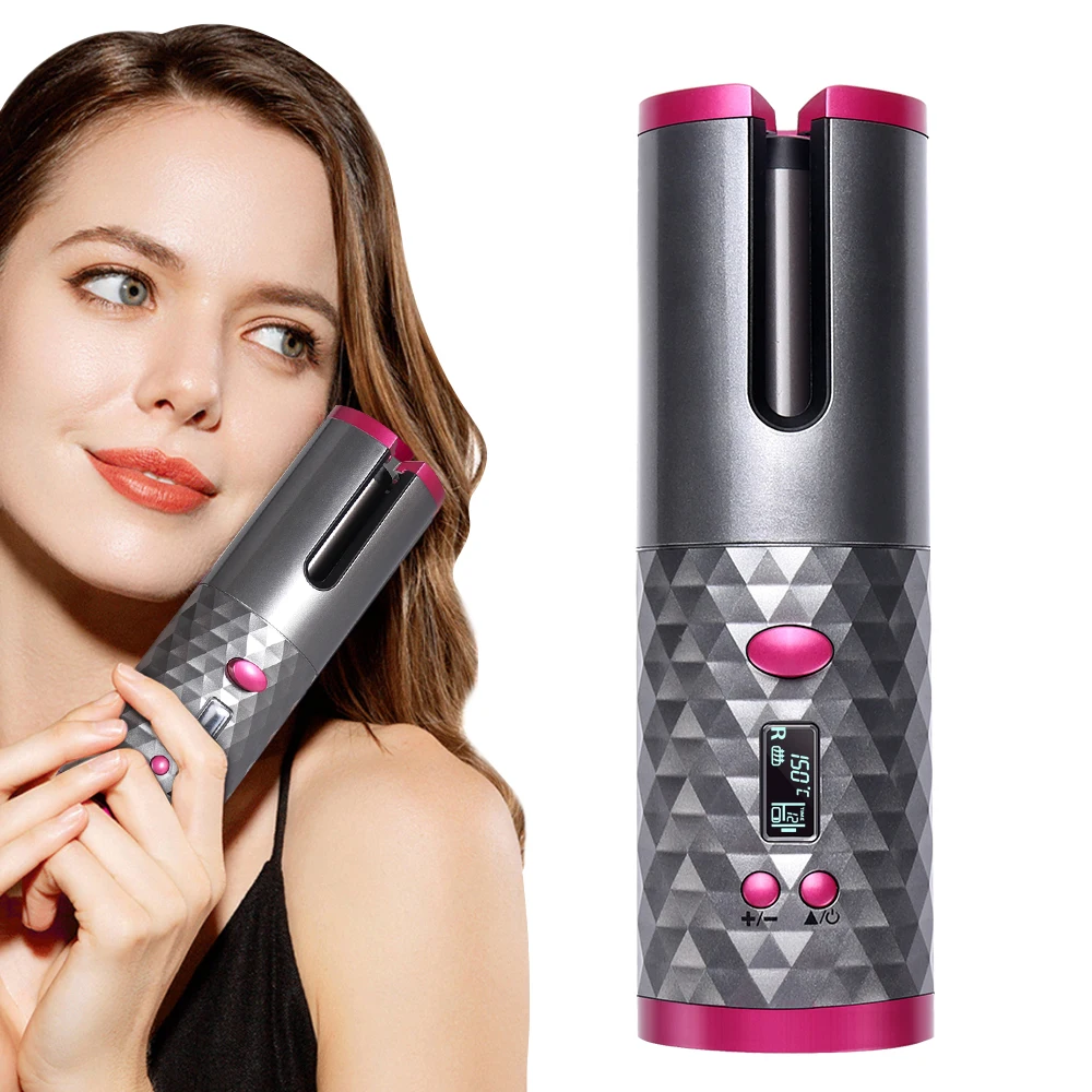 USB перезаряжаемая завивка для волос с автоматическим вращением светодиодный