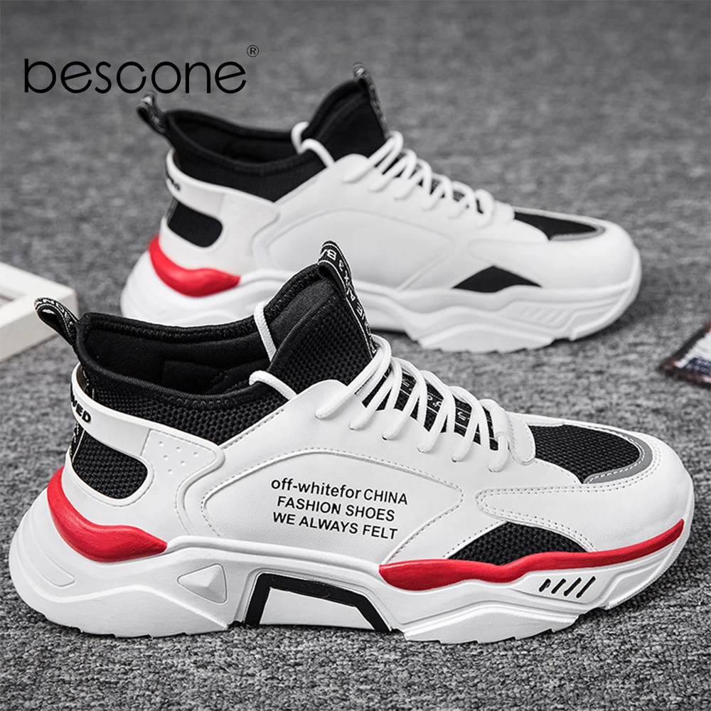 BESCONE/мужские кроссовки Уличная обувь с высоким берцем дышащая сетка толстая