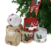 5m christmas style printed burlap ribbon fabric swirl grosgrain trim diy bow wreath christmas tree decoration xmas gift wrapping
