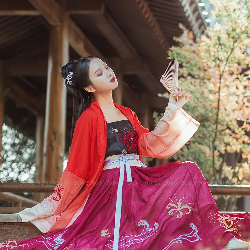 Китайский стиль традиционное Hanfu женское свадебное платье халат юбка народный