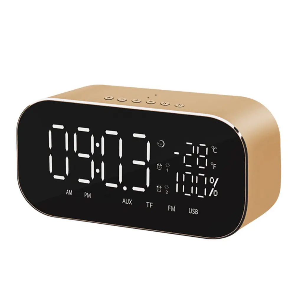 

S2 Bluetooth Speaker Wireless Mini Alarm Clock FM Radio Bass Speaker LED Display Alarm Mirror Stereo Subwoofer Music Player