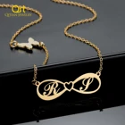 Персонализированное ожерелье с именем бесконечности, позолоченная цепочка из нержавеющей стали 18 карат, индивидуальная подвеска с буквами и бабочками, ювелирные изделия