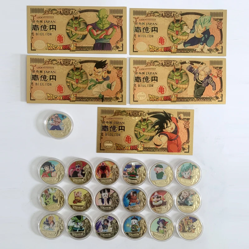 

Dragon-Ball Anime Yen Fake Money Gold Banknote Commemorative Challenge Coin Collectible Crafts Gold Badges Gift for Kids