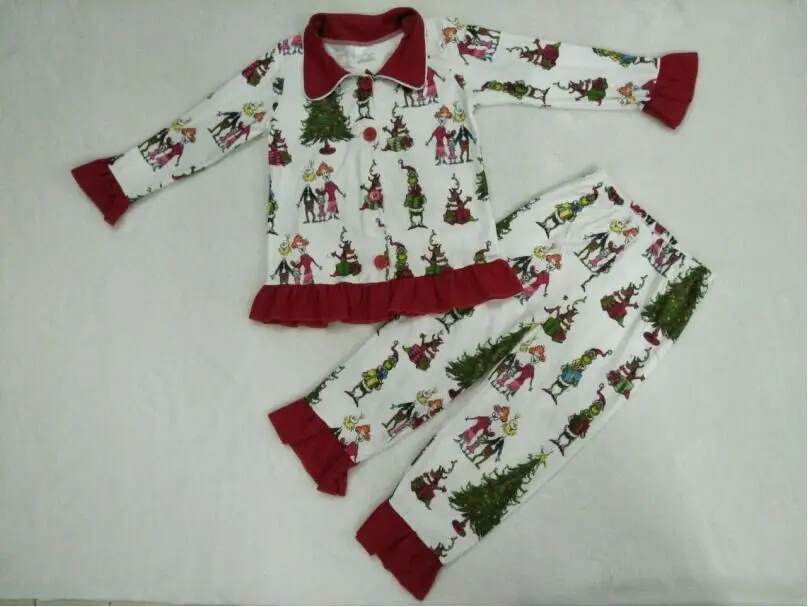 Рождественская Пижама для маленьких девочек топ с длинными рукавами и длинные