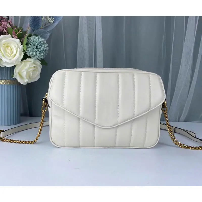 

Women's brand design handbags, Kira quilted sheepskin soft leather shoulder messenger bag, retro design camera bag wallet