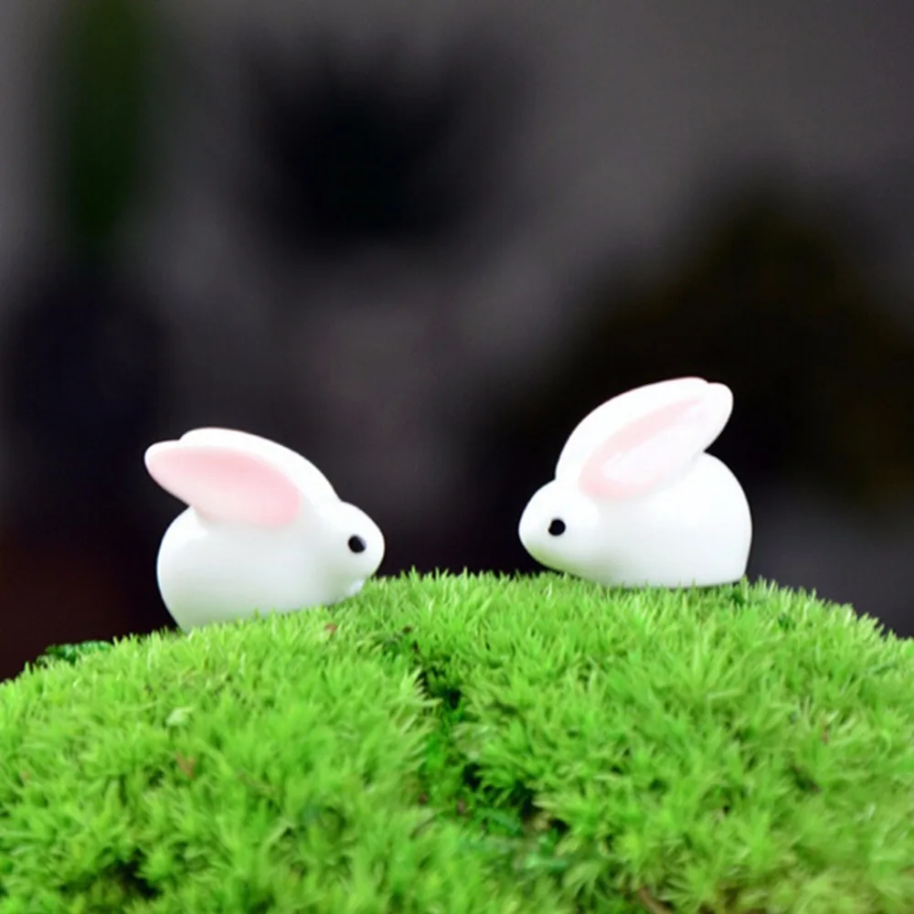 

2/4/610/20 Pcs Doll House Miniature Rabbits Resin White Ornament DIY Landscaping Miniature Fairy Garden Decoration Decor Toys