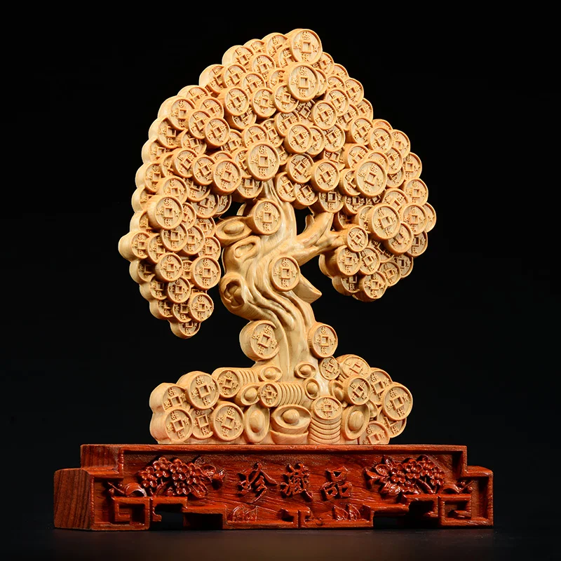 Статуя Thuja из дерева фэн шуй скульптура натурального счастливое украшение