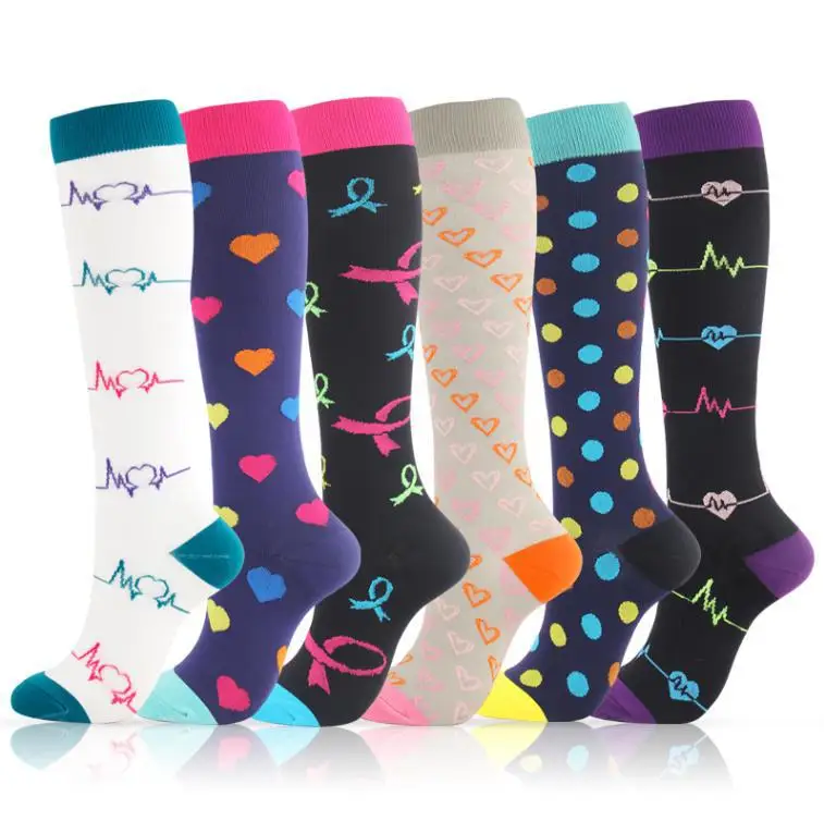 Men Women Sport Pressure Socks 6 Pairs Per Set Compression Stockings Outdoor Sport Sock for Female Male Adult