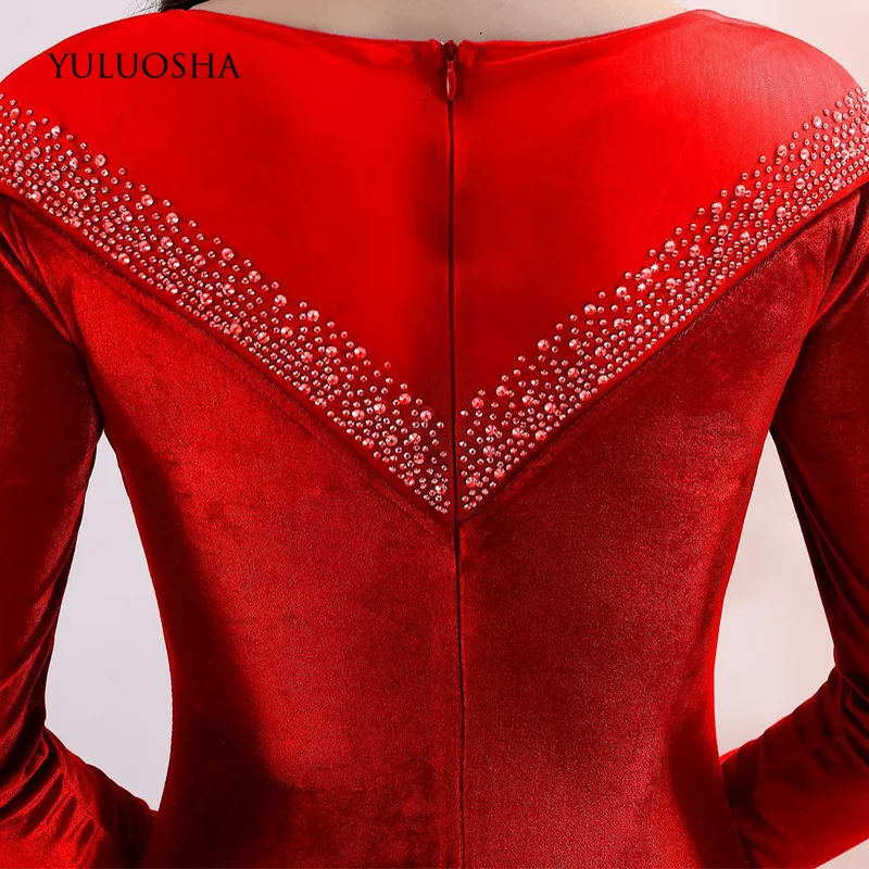 Официальное платье YULUOSHA вечернее с блестками и круглым вырезом кружевное