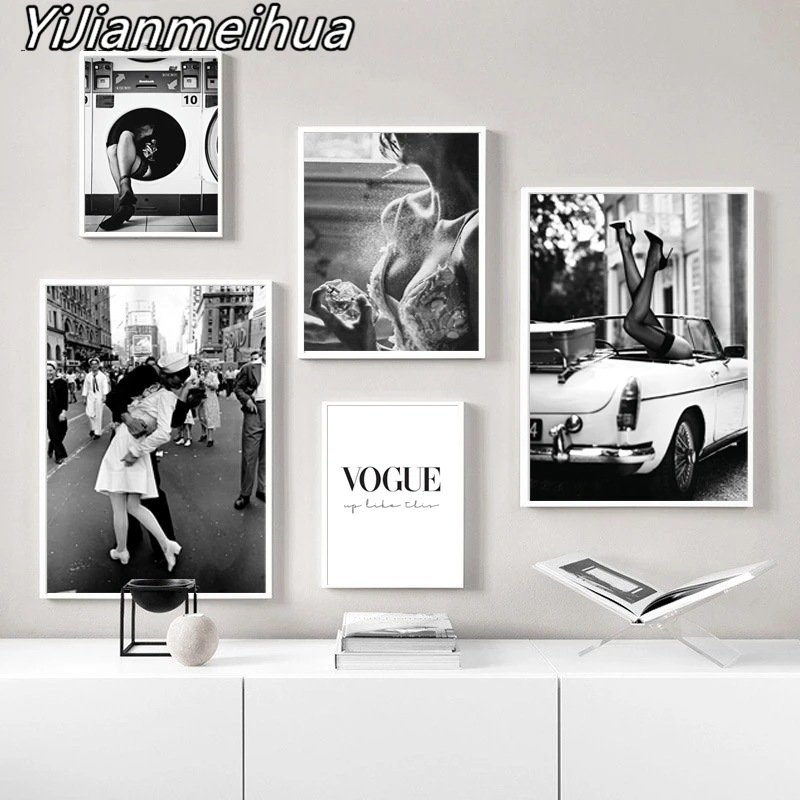 

Fashion Poster Wall Art Print Black and White Canvas Painting Perfume Woman Pictures for Living Room Vintage Fashion Home Decor