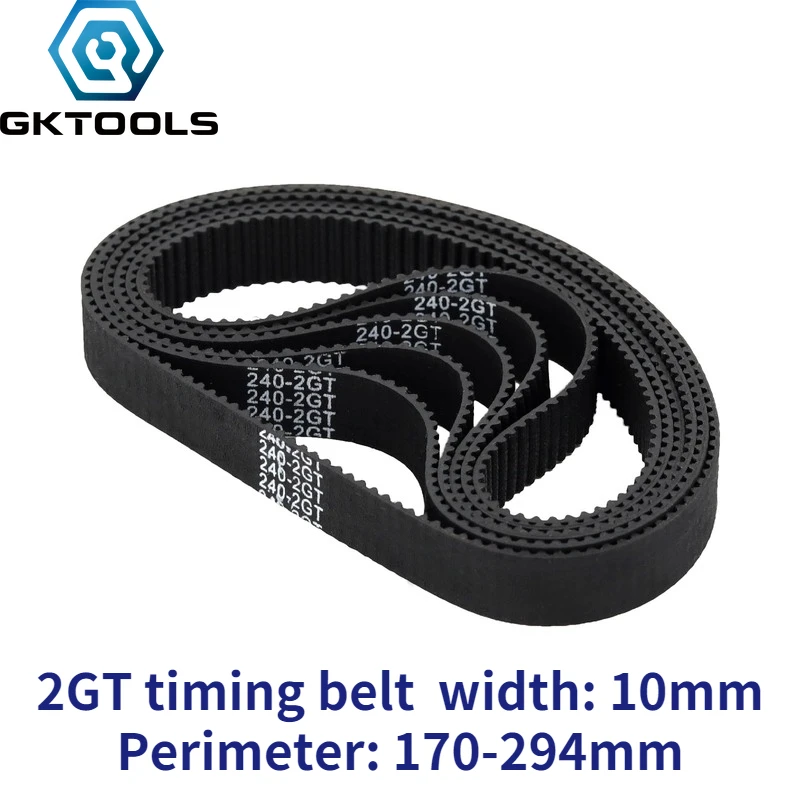 GKTOOLS C-19 3D Printer GT2 Width 10mm Closed Loop Rubber 2GT Timing Belt Length 170 180 200 220 240 250 260 280 294mm