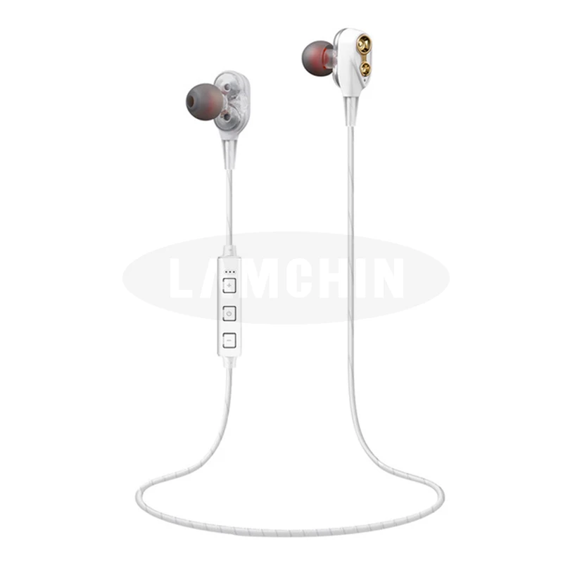 With bluetooth white Bluetooth наушники, беспроводные Bluetooth 5,0, Спортивная гарнитура, двойные динамические гибридные высококачественные стерео наушники для Xiaomi Iphone - Цвет: With bluetooth white