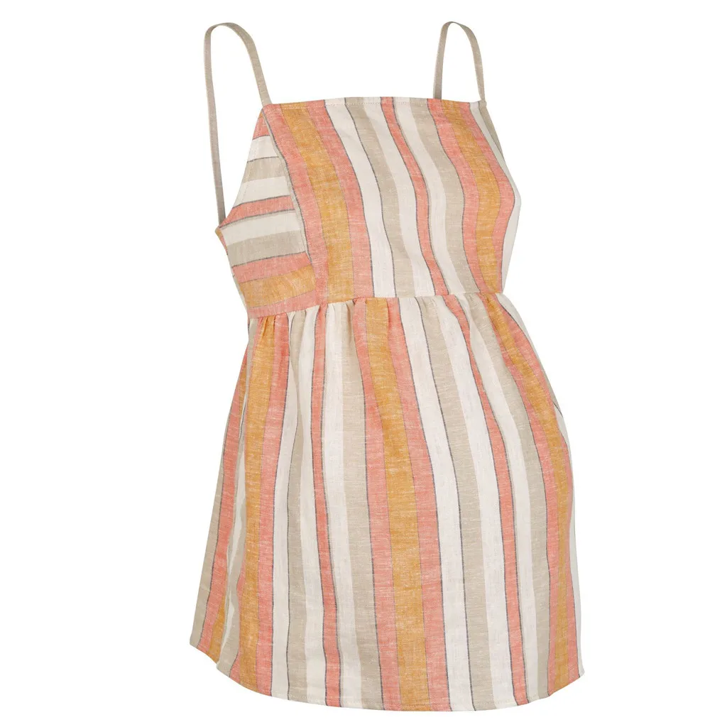 

Maternity Stripe Print Off Shoulder Backless Bow Camisole Vest Pregnant Tops Summer Fashion Pregnancy Wear