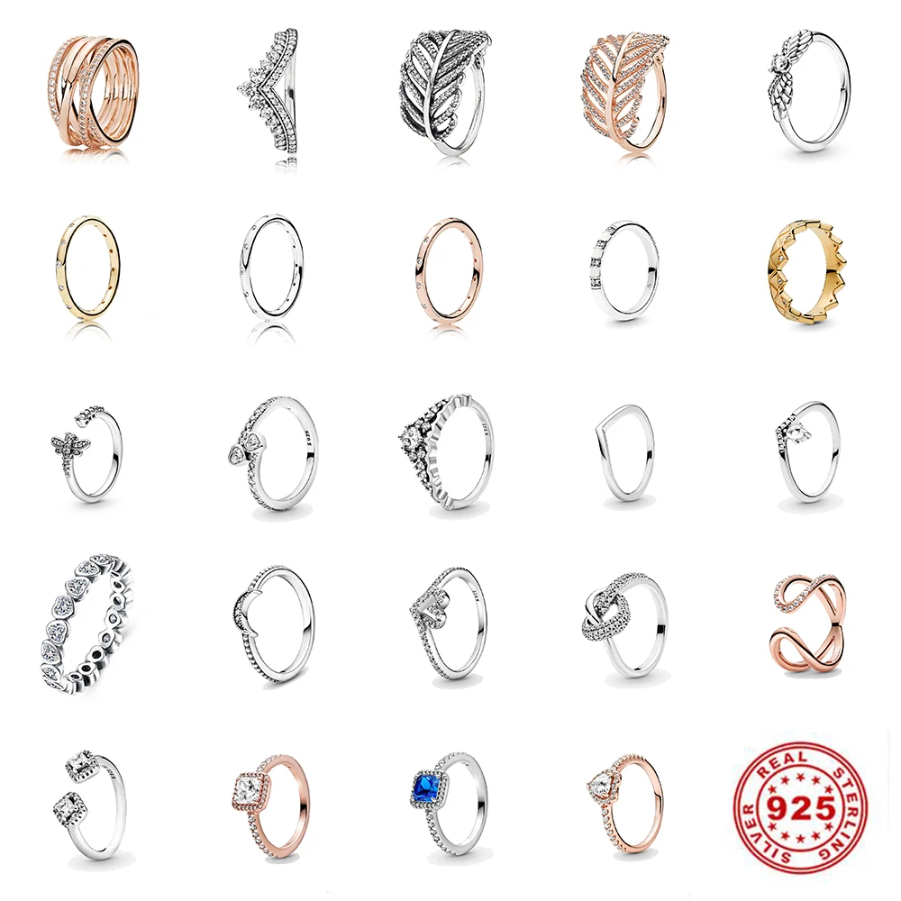 Кольцо женское из серебра 925 пробы со сверкающим цирконием кольца для свадебной