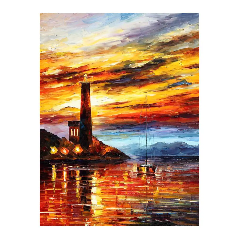 Алмазная живопись с изображением морского берега маяков живописная картина