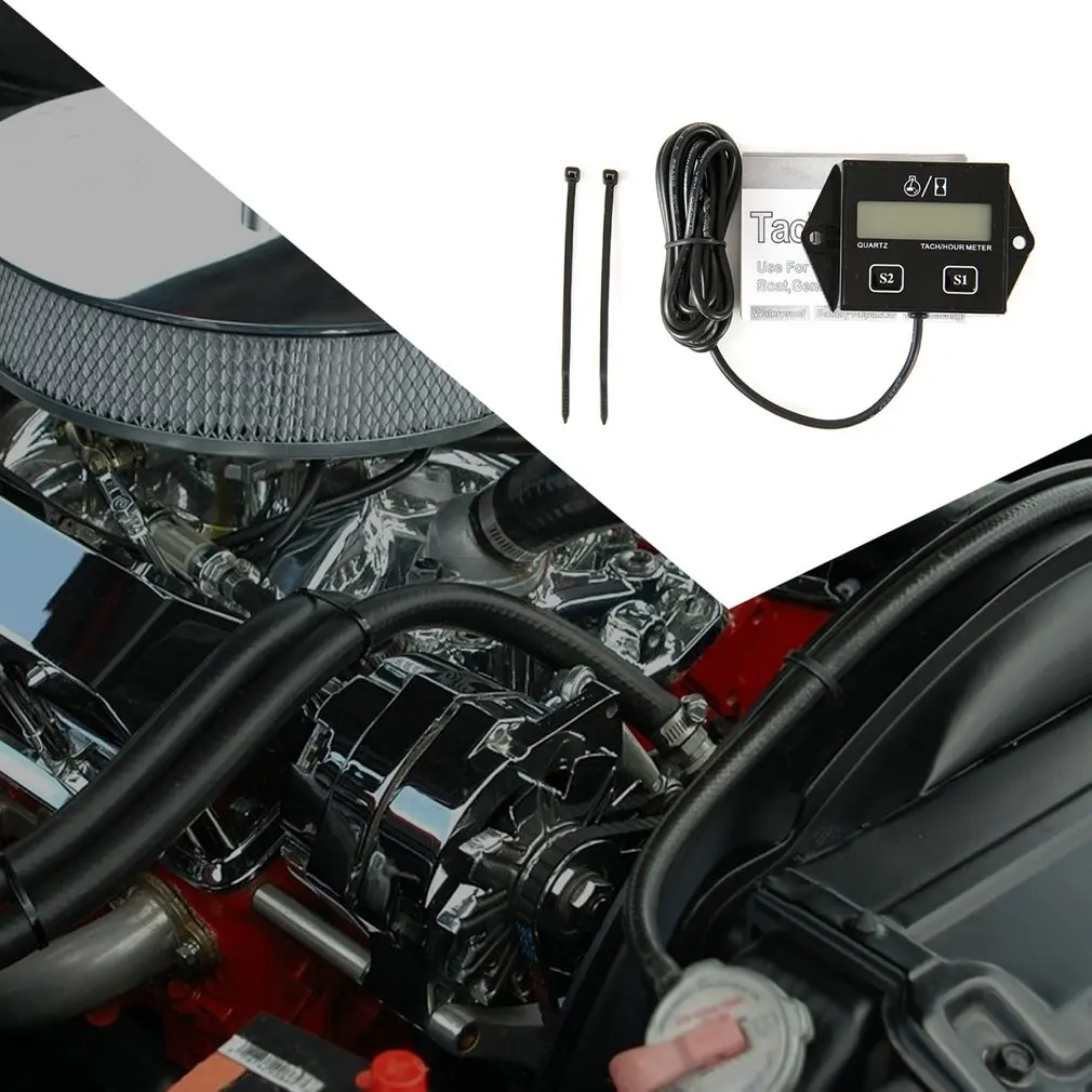 Цифровой сбрасываемый тахометр счетчик оборотов в минуту часов для бензиновых