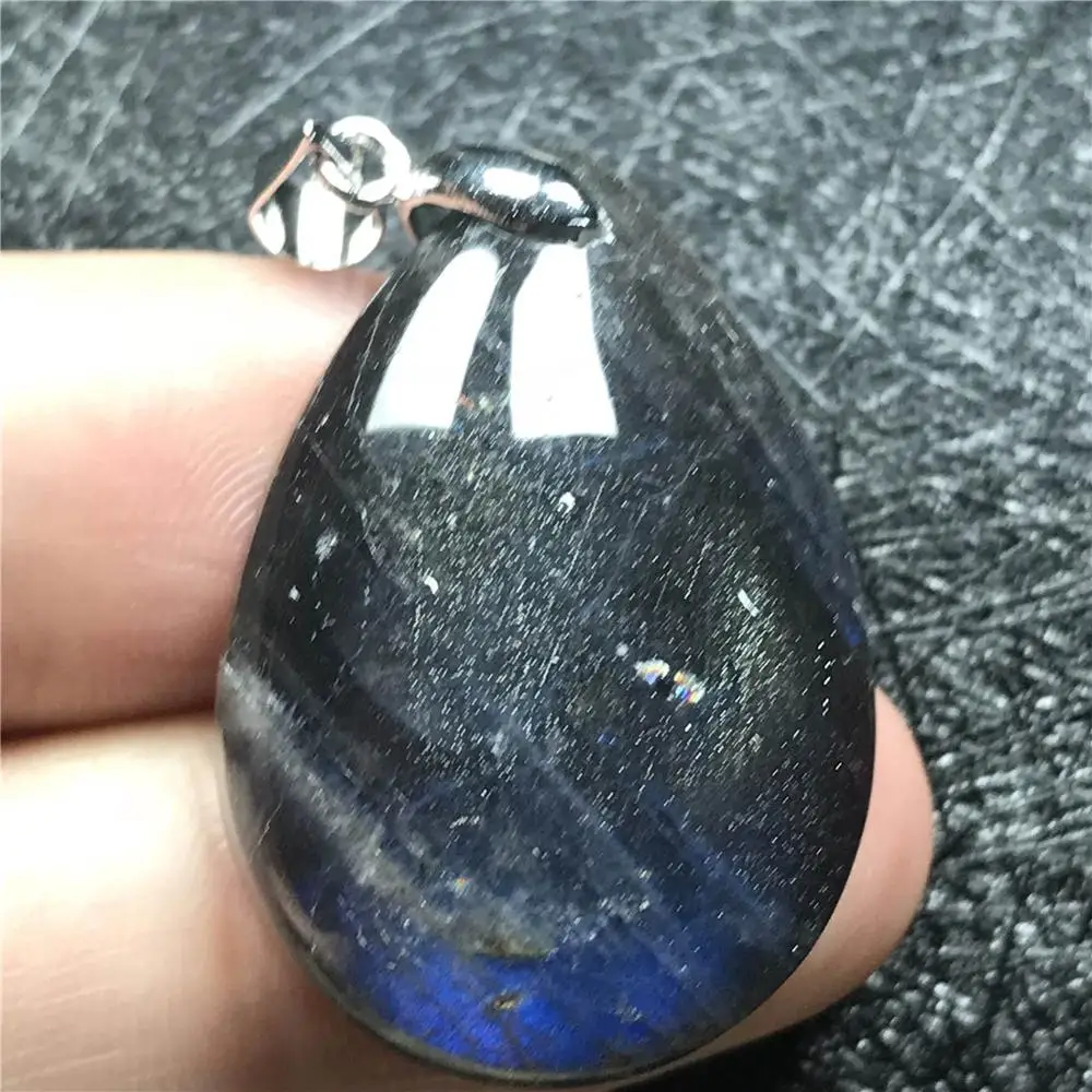 

Топ Подвеска из натурального Лабрадорита для женщин мужчин синий свет кристалл 30x21x8 мм лунный камень бусины серебряные ювелирные изделия ...