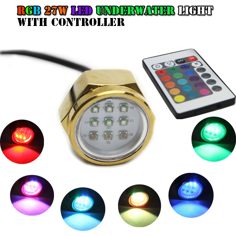 27 Вт IP68 DC 11-28 в RGB светодиодная подводная лодка со сливной пробкой светильник для