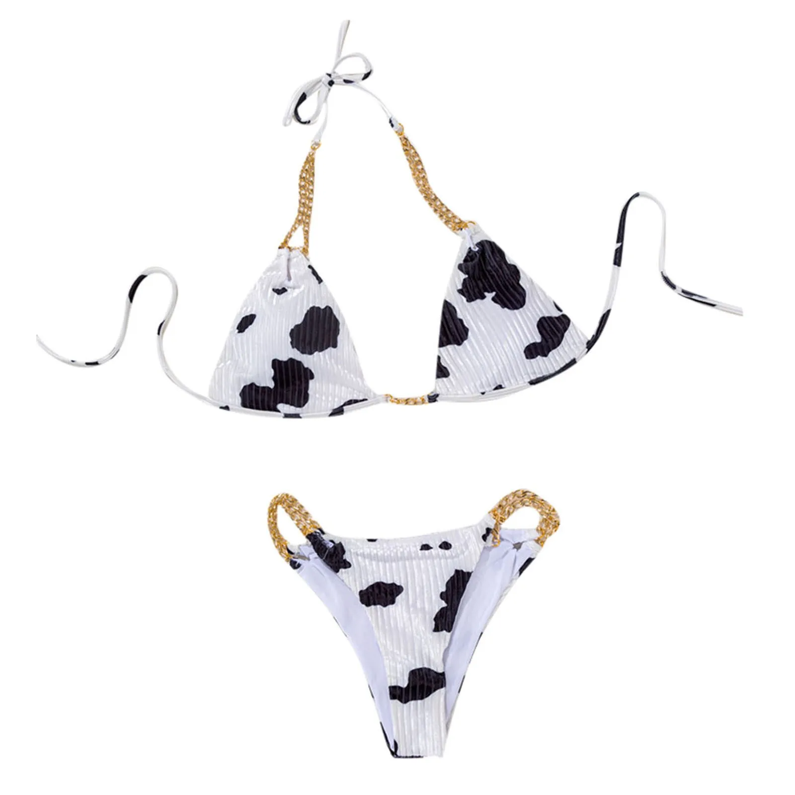 

Women Floral Cows Print Bikini Set Push-Up Swimsuit Beachwear Padded Swimwear 2021 new swimming shorts Beach Wear Biquini