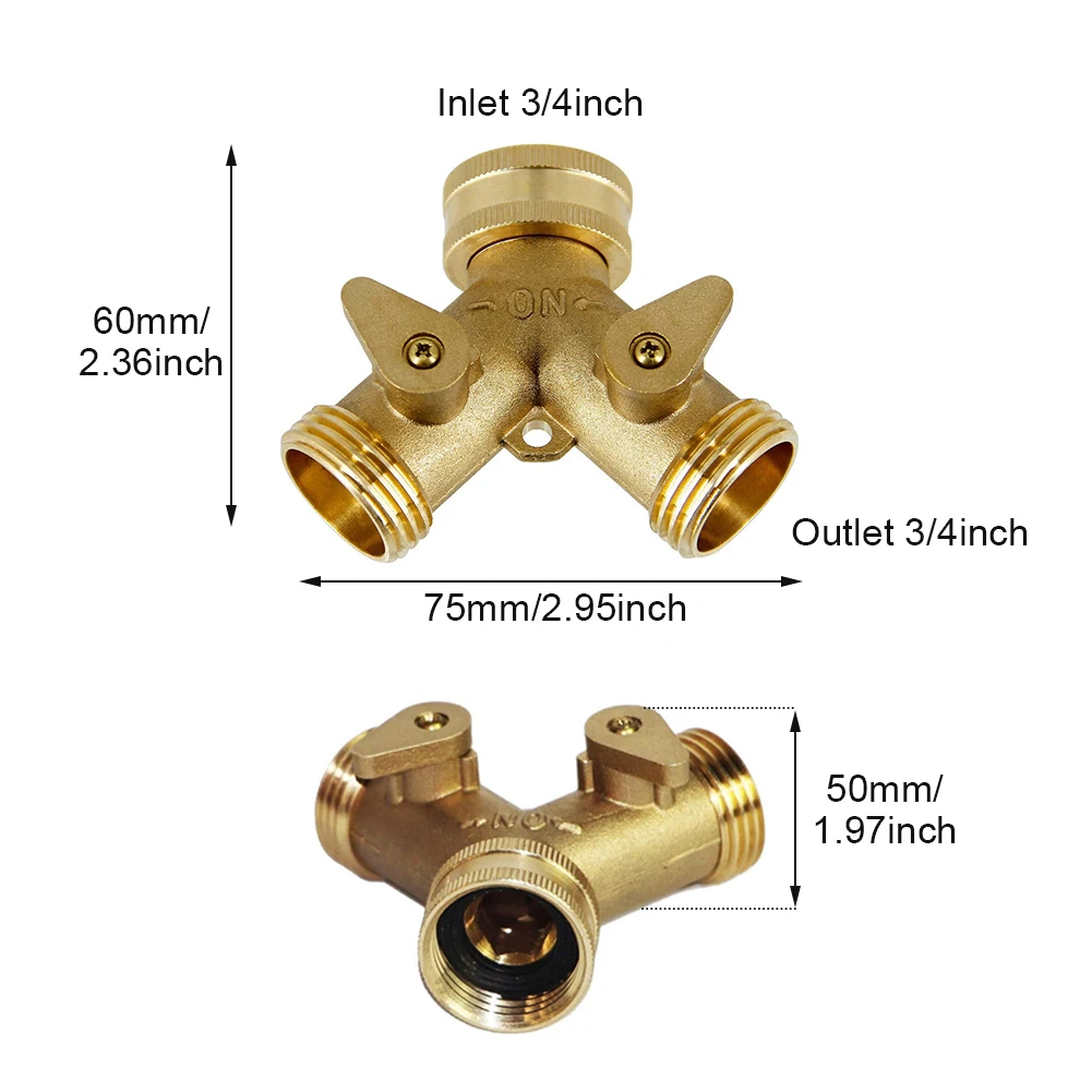 

3/4inch Y Connnector Anti Rust 2 Way Leak Free Irrigation Universal Rubber Washer Garden Hose Splitter Set Agricultural Thread