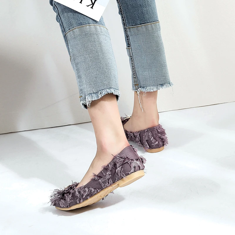 MVVJKE Fall Luxury Women Designer Pearl Crystal Ballerina Flats Spring Casual Rhinestone Pointed Toe Plus Size FushiaShoes | Обувь