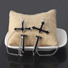 Модные Винтажные серьги-цепочки в стиле панк с черным крестом, длинные серьги-подвески в стиле рок, унисекс, ювелирные изделия, подарок для любого возраста