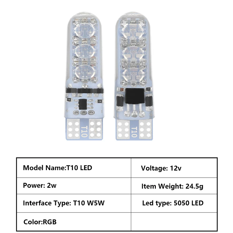 Новая одежда для маленькой девочки 2 шт T10 w5w RGB светодиодный лампы 5050 6SMD COB canbus