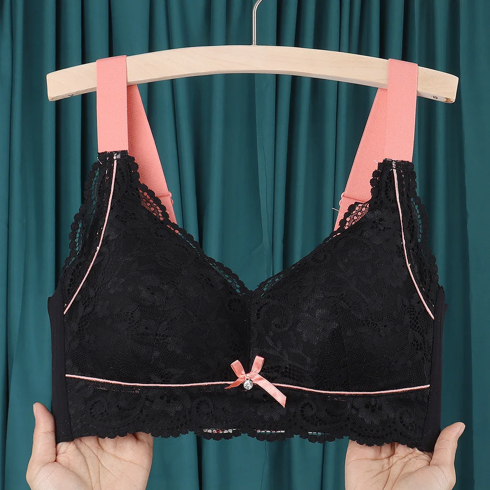 

Sitonjwly 2021 Style Women's Underwear Bras Full Cup Plus Size 34-42 B C Cup Wireless Adjustable Bra Lace Bras Lingerie