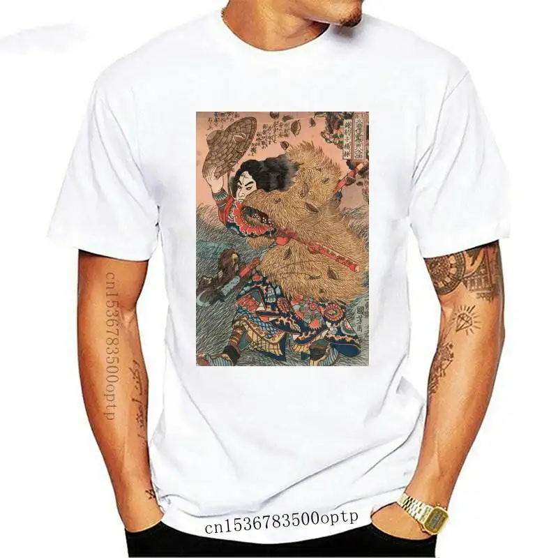 

Винтажная футболка премиум класса 1800 с изображением японского самурайского воина