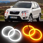 Хлопсветодиодный светодиодная кольцесветильник лампа Angel Eye, кольцевая лампа DRL белого цвета для Hyundai Santa Fe santafe 2007 2008 2009 2010 2011 2012