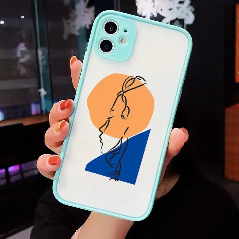 

Art Retro Abstract Geometry Phone Case Matte For iPhone 12 Mini 11 Pro XR XS Max 7 8 Plus X Hard PC Back Cover