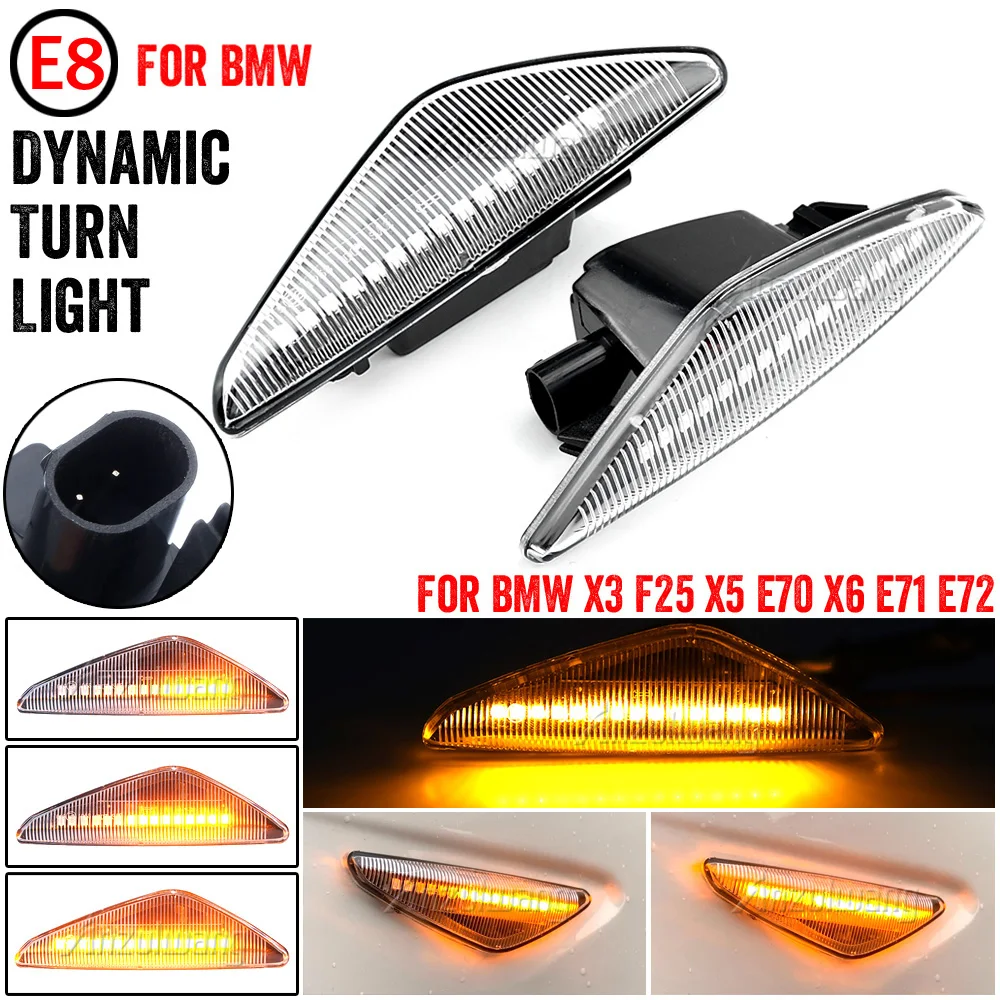 

2PCS Smoke Dynamic Flowing LED Side Marker Signal Light Sequential Blinker Lamp For BMW X5 E70 X6 E71 X3 F25 SB20