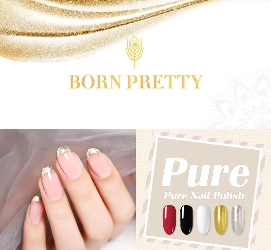 BORN PRETTY 6 пилка для ногтей черный белый красный золотой серебряный обычный лак для ногтей Украшение Советы Дизайн ногтей для DIY маникюра