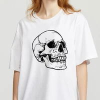 unisex t shirt summer short sleeve skeleton print 90s casual top for women o neck lady graphic t shirt female clothing tee shirt