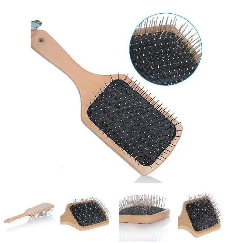 

Новая Массажная щетка для волос с деревянной ручкой и металлическими шпильками, расческа для сообщений с воздушной подушкой @ ME88