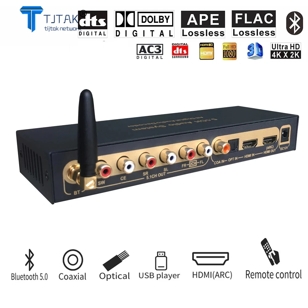 Оптический цифро-аналоговый аудио-экстрактор HDMI в преобразователь 5 1 каналов LPCM