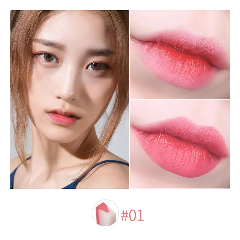 

1PC Korean Bite Lipstick V Cutting Two Tone Tint Silky Moisturzing Nourishing Lipsticks Balm Lip Cosmetic Gradient color