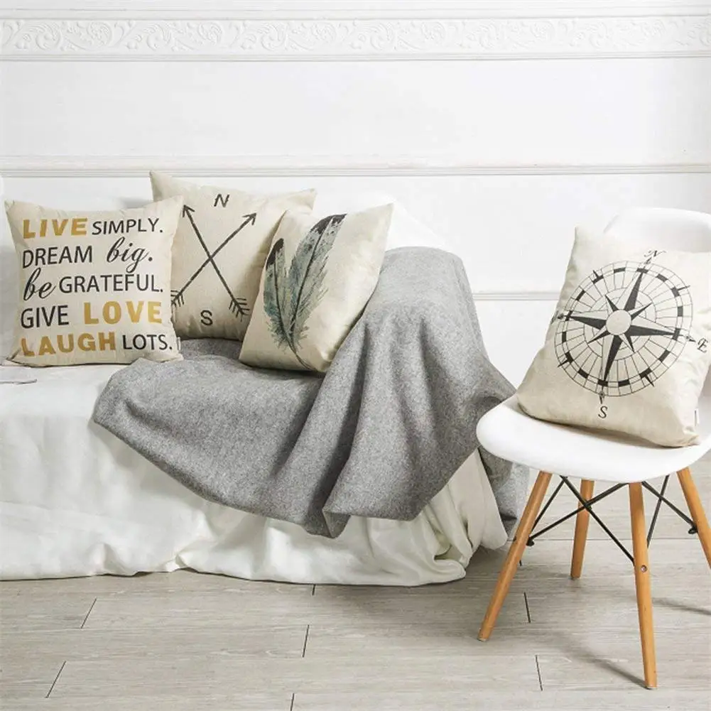 4 шт. чехол для подушки с компасом и пером винтажная декоративная подушка дивана в