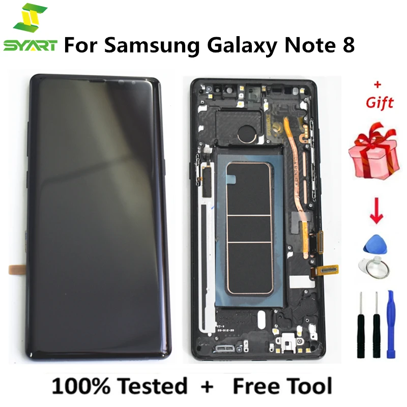 Pantalla t&aacute;ctil LCD para Samsung Galaxy Note 8, sin puntos muertos, Super AMOLED, color negro, con Marco, nueva-0