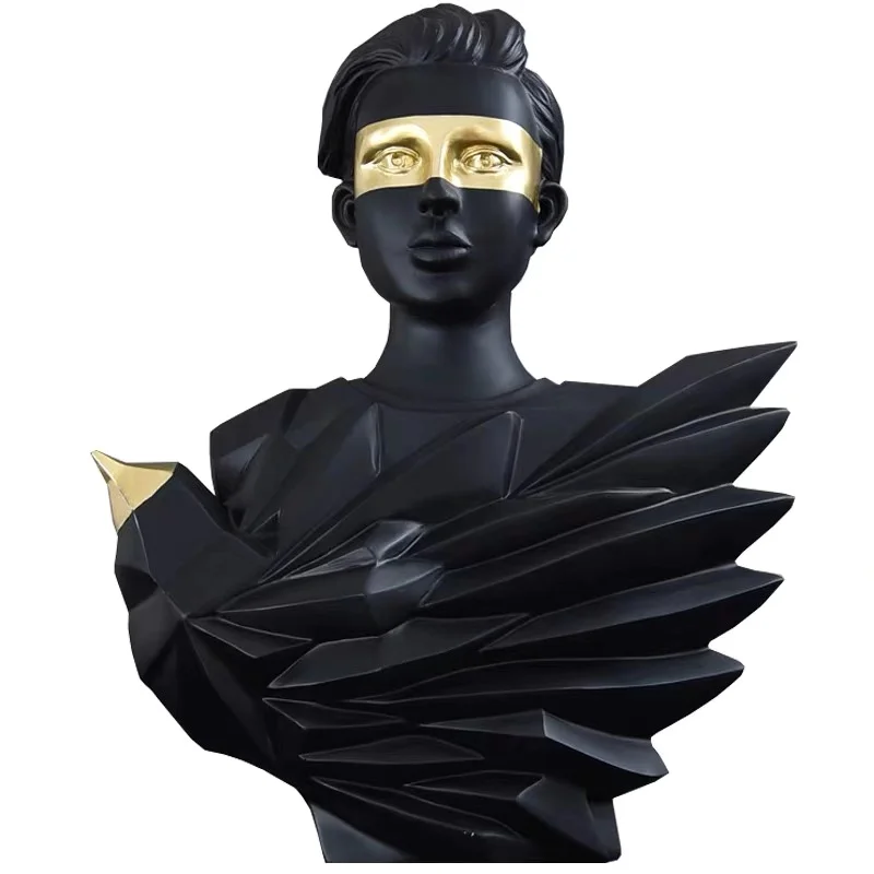 

[MGT] Nordic black character decoration eagle and man resin sculpture living room study light luxury furnishing decoration