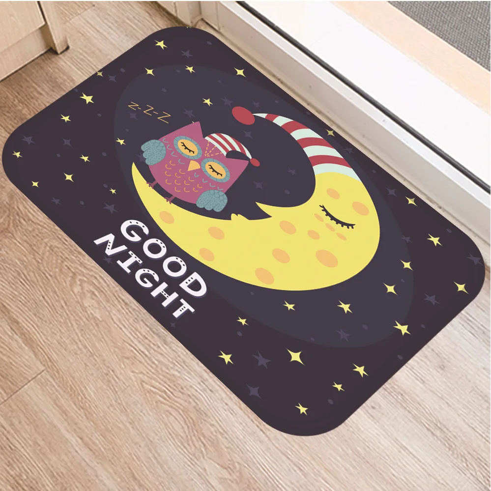 Радужный напольный коврик с рисунком облаков и Луны Противоскользящий для дома