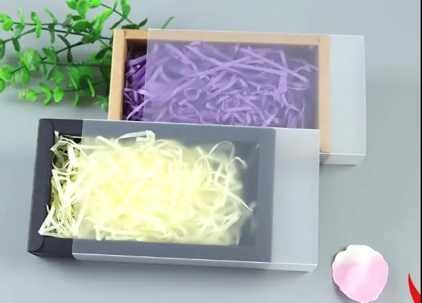 10 шт. крафт-бумага упаковочная коробка с прозрачным ПВХ-окном черный деликатный