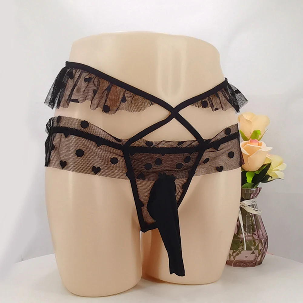 

Special Sexy Lingerie Sissy Lace Transparent Underwear Bow Gay Erotic Panties Sissy See Through Mesh Briefs Bandage Underpants