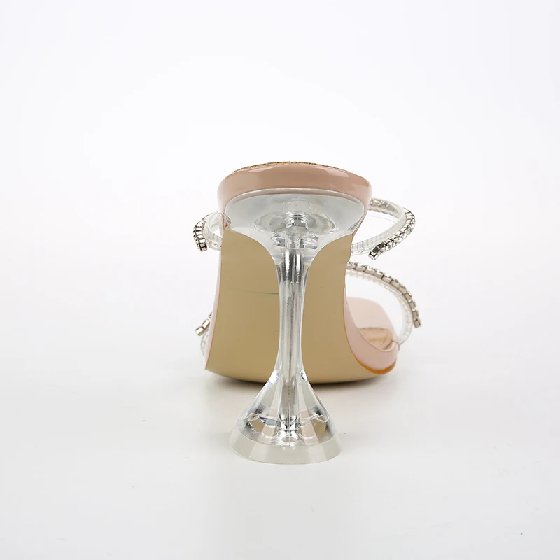 Женские Прозрачные Сандалии Kcenid тапочки с квадратным носом из лакированной кожи