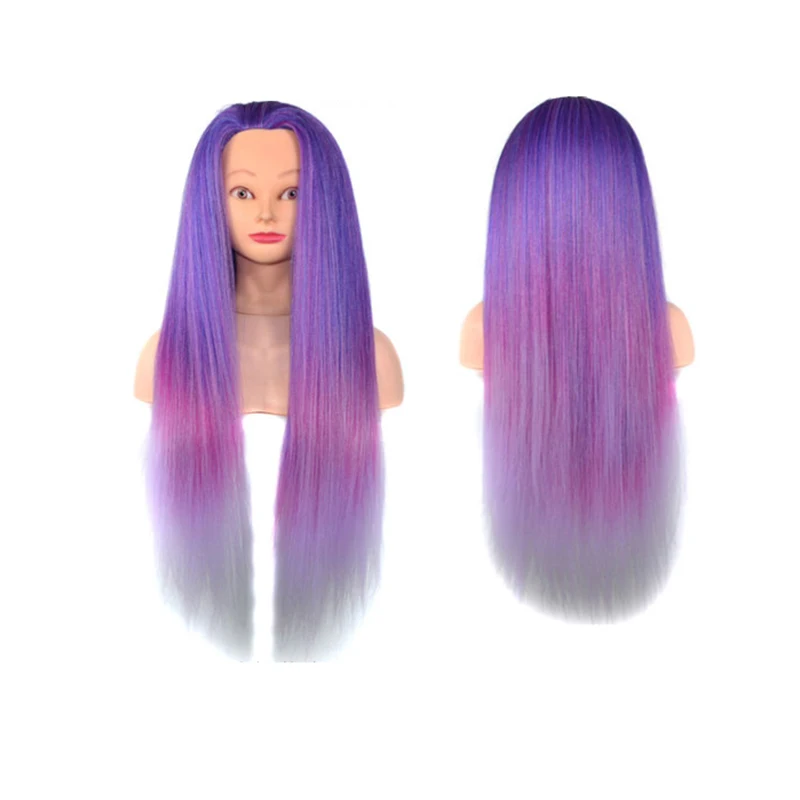 Голова манекена с длинными волосами фиолетового цвета для профессиональной